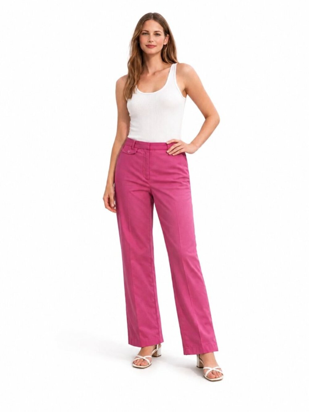 Lilly Pulitzer Kelly Pants Pink Stretch Cotton Straight Leg Trousers capsule